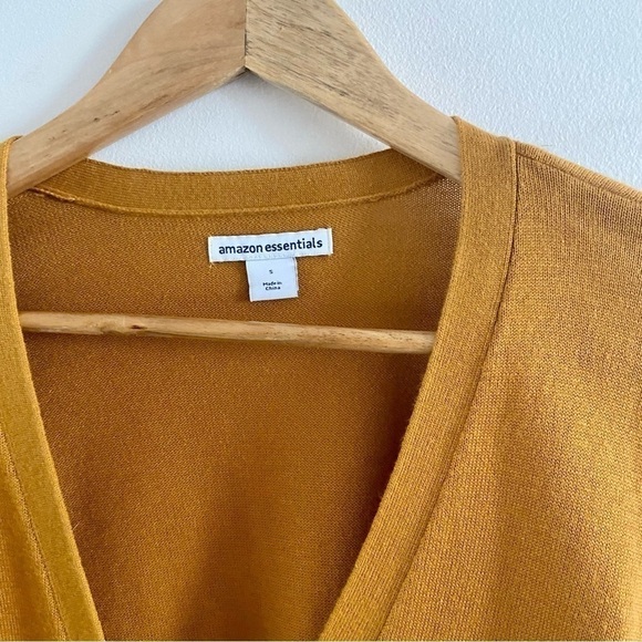 Nwt AMAZON Essentials Knit Cardigan Yellow V Neck Basic Button Up Sweater - Picture 9 of 14